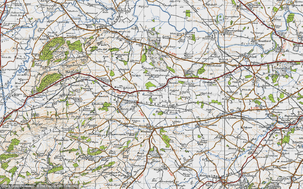 Old Map of Wattlesborough Heath, 1947 in 1947