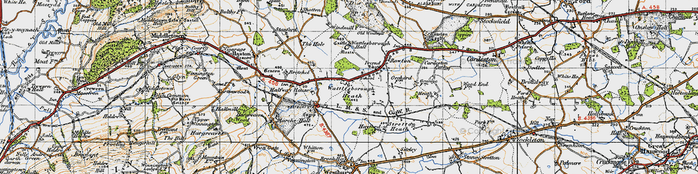 Old map of Wattlesborough Heath in 1947