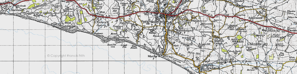 Old map of Watton in 1945