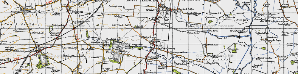 Old map of Watton in 1947