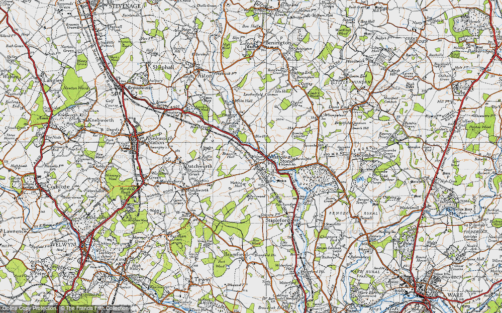 Old Map of Watton at Stone, 1946 in 1946