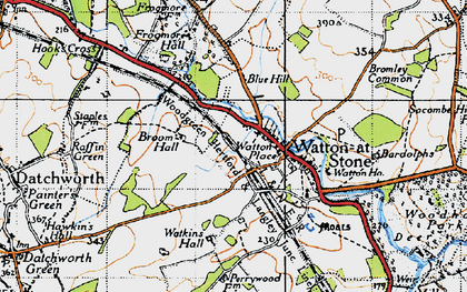 Old map of Watton at Stone in 1946