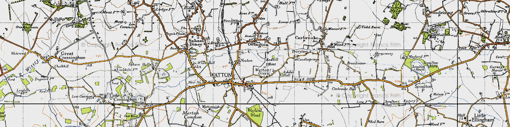 Old map of Watton Green in 1946
