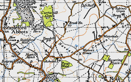 Old map of Watton's Green in 1946