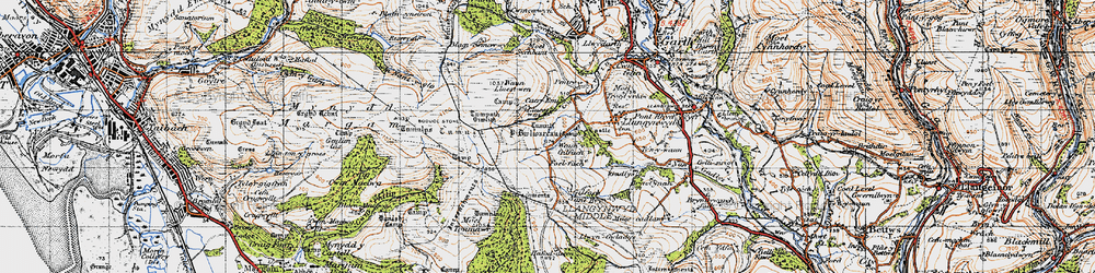 Old map of Twmpath Diwlith in 1947