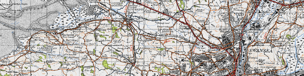 Old map of Waunarlwydd in 1947