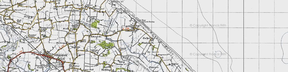 Old map of Waxham in 1945