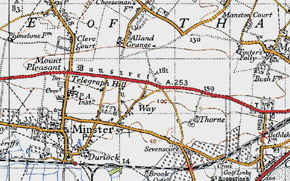 Old map of Kent International Airport in 1947