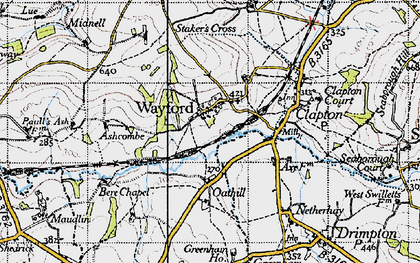 Old map of Wayford in 1945