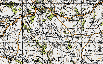 Old map of Wayne Green in 1947