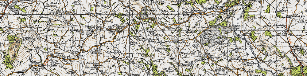Old map of Wayne Green in 1947