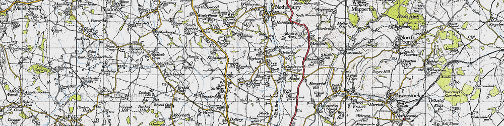 Old map of Waytown in 1945