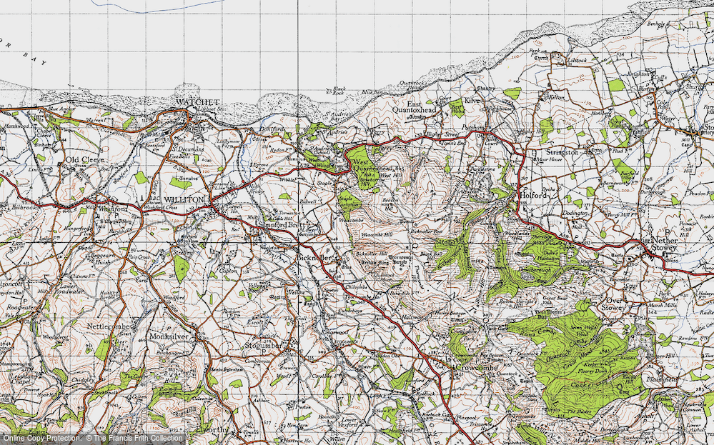 Old Map of Historic Map covering Bicknoller Post in 1946