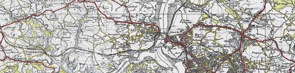 Old map of Wearde in 1946