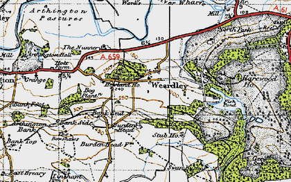 Old map of Weardley in 1947