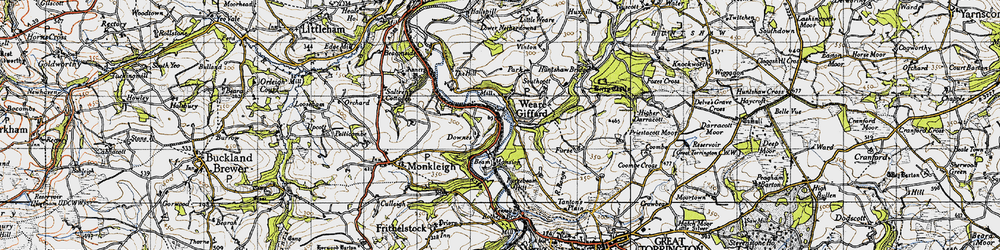 Old map of Weare Giffard in 1946