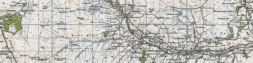 Old map of Burnhope Burn in 1947