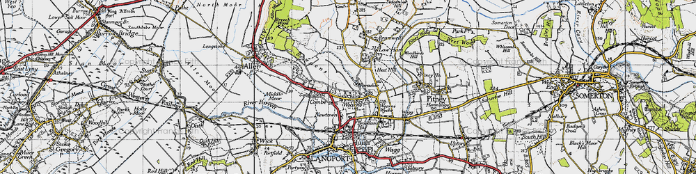Old map of Wearne in 1945