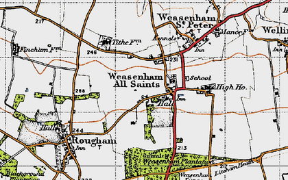 Old map of Weasenham All Saints in 1946