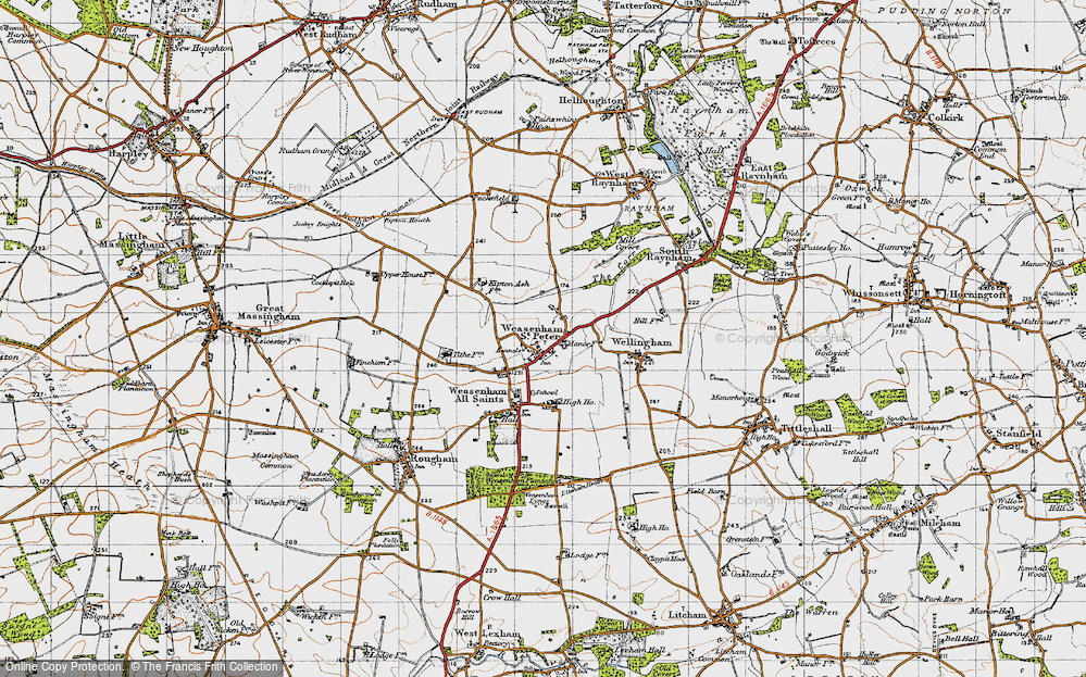Old Map of Historic Map covering West Raynham Airfield in 1946