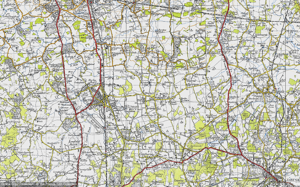 Old Map of Historic Map covering Bridgeham Grange in 1946