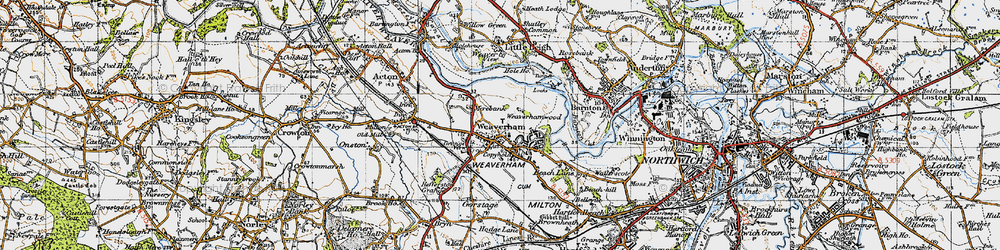 Old map of Weaverham in 1947