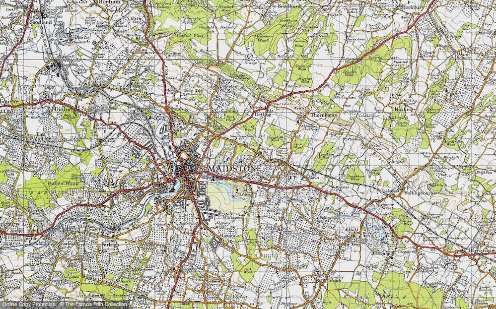 Old Map of Weavering Street, 1946 in 1946