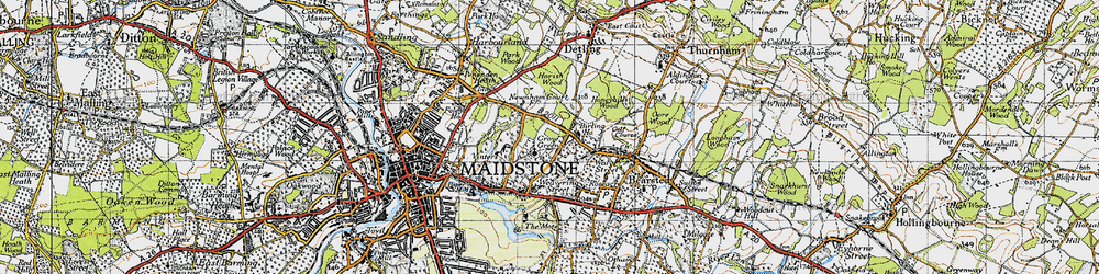 Old map of Weavering Street in 1946