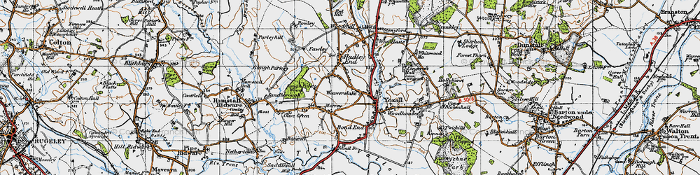 Old map of Weaverslake in 1946