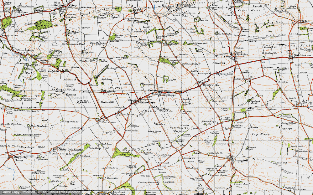 Old Map of Historic Map covering Butterwick Whins in 1947
