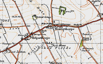 Old map of Weaverthorpe in 1947