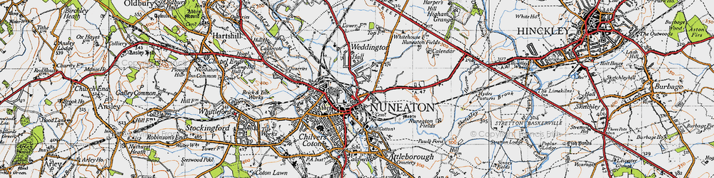 Old map of Weddington in 1946