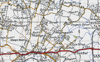 Old map of Weddington in 1947