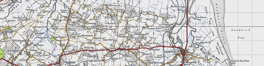 Old map of Weddington in 1947