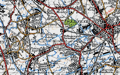 Old map of Wednesbury Oak in 1946