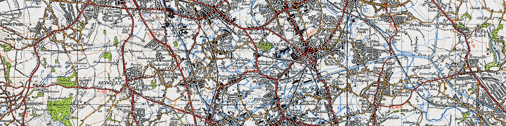 Old map of Wednesbury Oak in 1946