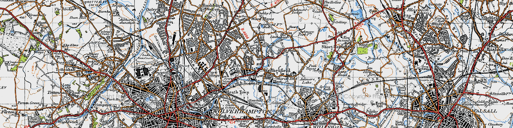 Old map of Wednesfield in 1946