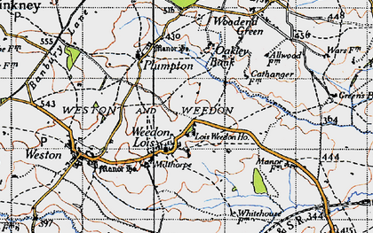 Old map of Weedon Lois in 1946