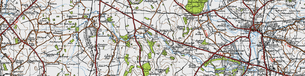 Old map of Packington Moor in 1946