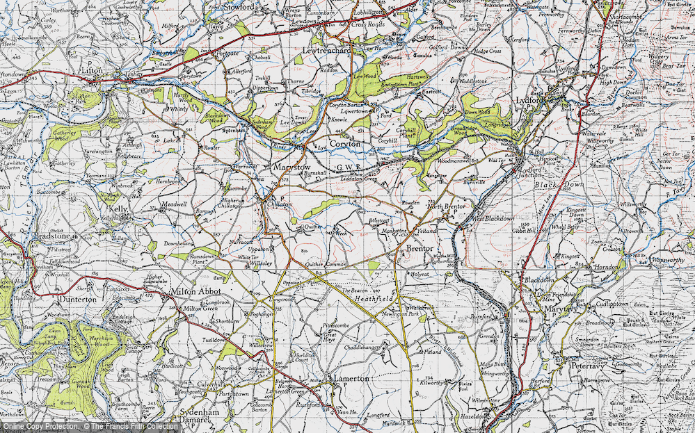 Old Map of Historic Map covering Westcott in 1946