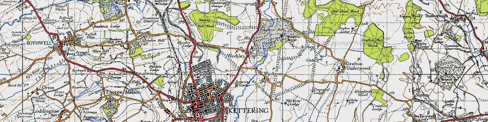 Old map of Weekley in 1946