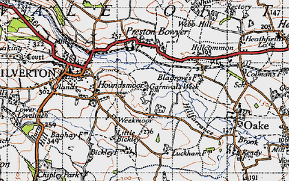 Old map of Weekmoor in 1946