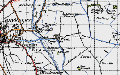 Old map of Weel in 1947