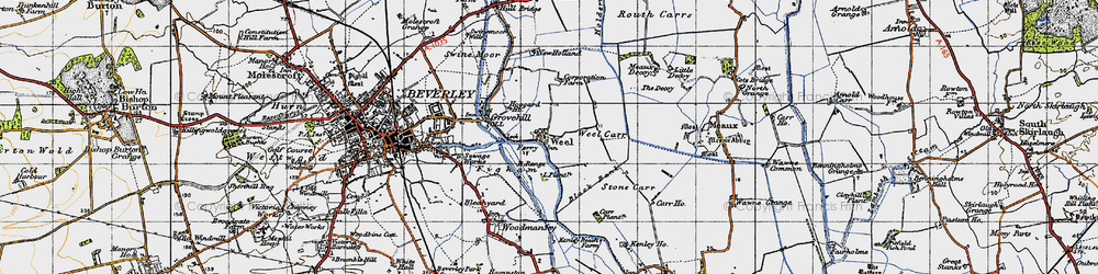 Old map of Weel in 1947