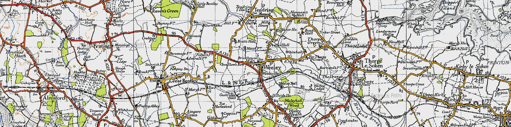 Old map of Weeley in 1946
