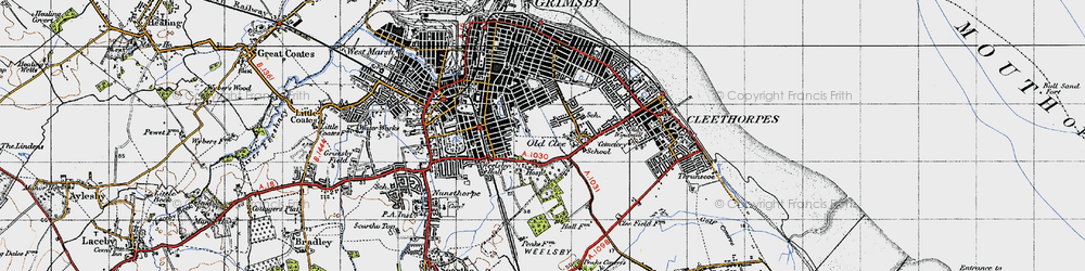 Old map of Weelsby in 1946