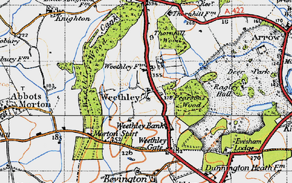 Old map of Weethley in 1947