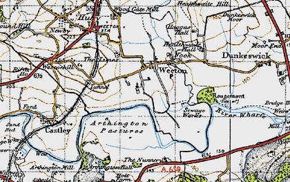 Old map of Weeton in 1947