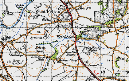 Old map of Weirbrook in 1947