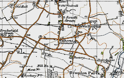Old map of Welborne Common in 1946